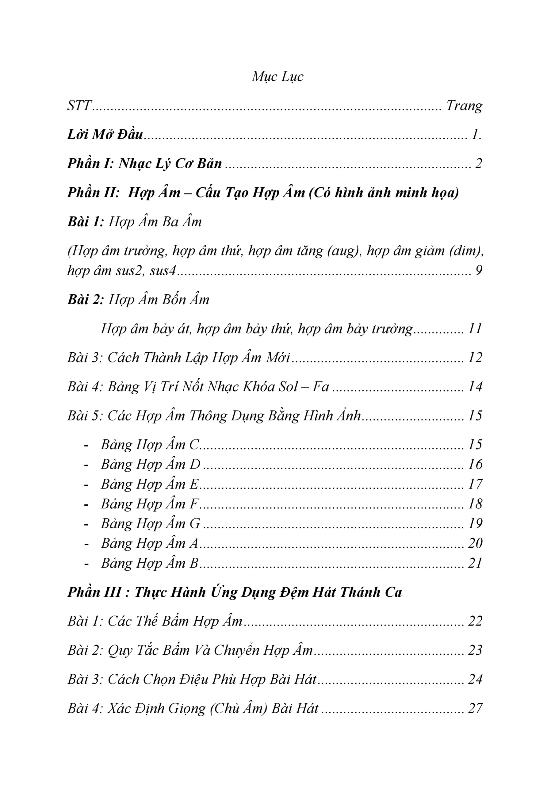 Dem Hat Thanh Ca 1 đệm hát thánh ca